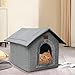 Whiwhi Hundehütte Hundehöhle mit Abnehmbarem Plüschkissen Katzenhöhle Haustierhaus Warmes Und Gemütliches Hundehaus Katzenhaus 40x35x40cm