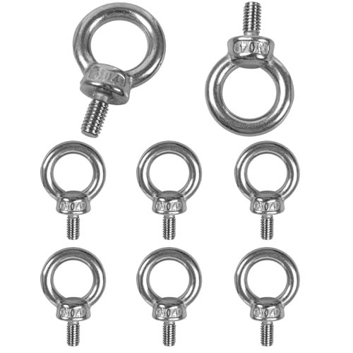 Image of 8PCS M6 Male Thread Eye Bolts, Stainless Steel Lifting Shoulder Eye Bolt, Heavy Duty Screw Ring Shaped Eye Bolt