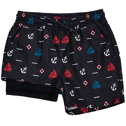 Rokka&Rolla Boys' Swim Trunks with Boxer Brief Liner Compression Anti Chafe Quick Dry Bathing Suit, UPF 50+