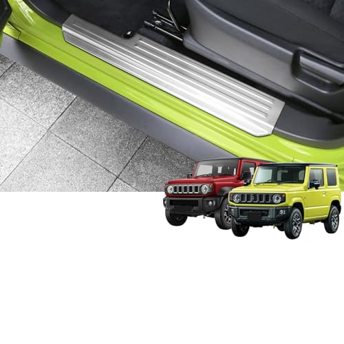 MEKOMEKO ジムニーノマド Jimny Nomade JC74W 専用 スカッフプレート サイドステップ スカッフプロテクトシートドアシルプレートインサイド インテリアパネル アクセサリー 汚れ防止 傷防止 ステンレス 4P 【シルバーヘアライン】J