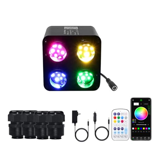 Image of AMKI 4 Color 36W Twinkle Sound Mode RGBW 4 Ports Light Source Engine Driver Remote /APP Control Starlight Box Motor for Fiber Optic Star Ceiling Light Kit