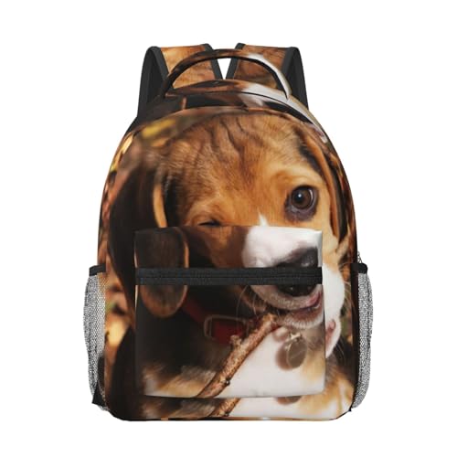 Sac à dos ordinateur imprimé beagle noir pour voyage en cabine
