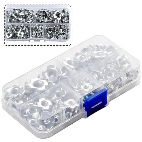 Opatiny - Opatiny Lot de 90 écrous galvanisés à quatre griffes – Écrous d'insertion en acier au carbone très résistants pour bois et panneaux de particules, 5 tailles incluses