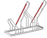 Anlehnparker 2502 XBF | Fahrradständer einseitig | für 2 extra breite Fahrräder | erweiterbar | Abwechselnde Hoch-/Tiefeinstellung | mit Anlehnbügel | Fahrradparker Bodenparker Mehrfachständer