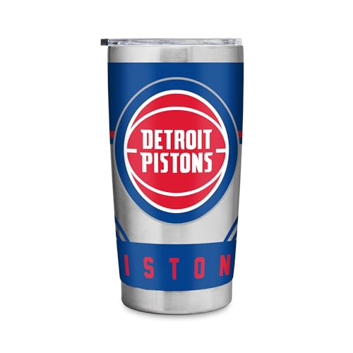 Rico Industries NBA Basketball Detroit Pistons 20oz Stainless Steel Tumbler with Lid - Great For Coffee, Tea, Water or Cocktails
