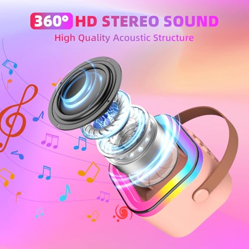Image of Karaoke Machine for Kids, Kids Karaoke Machine for Girls with 2 Wireless Microphones Mini Portable Bluetooth Speaker Kids Karaoke Machine Gifts for Girls and Boys Family Party (Pink)