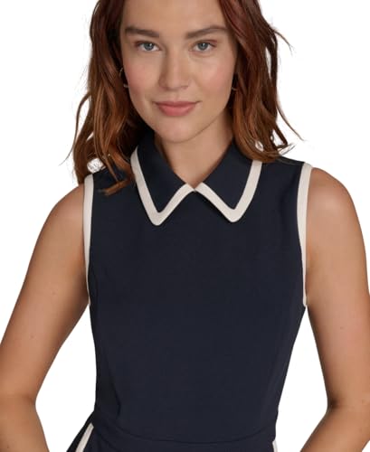 Image of Tommy Hilfiger Women's Pocketed Collared Contrast Sleeveless Dress