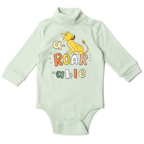 Disney Lion King Simba Newborn Baby Boys 2 Pack Turtleneck Bodysuits Orange/Green 3-6 Months #TOP5