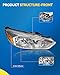 PHILTOP Headlights Assembly Compatible with 2015-2018 Ford Focus,Chrome Housing Clear Lens Amber Reflector Halogen Headlamps （Right & Passenger Side