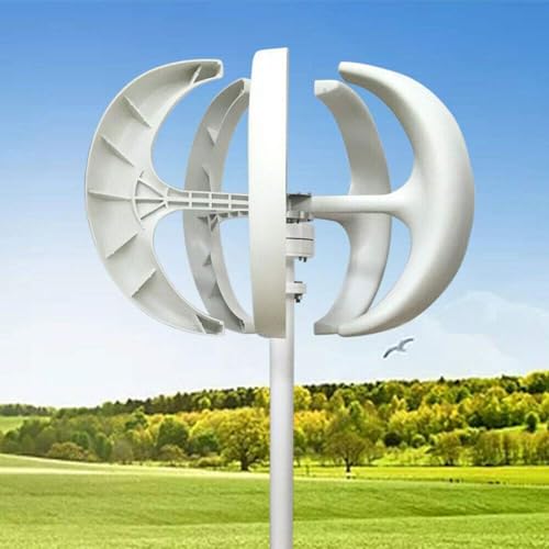 Generador de turbina eólica de Eje Vertical, Kit de 600 W, Linterna Blanca Vertical de 5 Hojas con Controlador, Molino de Viento doméstico Estilo Linterna, Arranque a Baja Velocidad (2 m/s)(24)