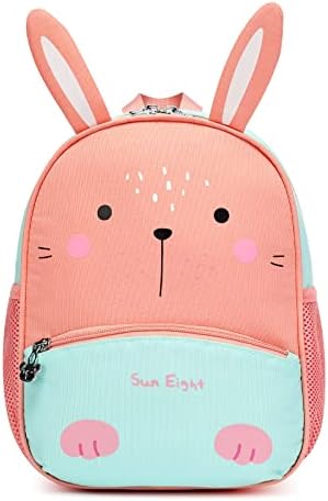 SUN EIGHT Toddler Backpack for Girls Kids Backpack Cute 3D Rabbit School Bag for Baby Girl Boy For 1-5 Years old