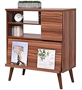 Amazon｜JKプラン キャビネット 木製 北欧 収納 ウォールナット ミッド