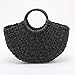 Borsa tote da donna in paglia con stringa dawnstring - YYW in paglia fatta a mano in tessuto borsa da spiaggia estiva da donna borsa tote borsa tessuta per spiaggia e piscina, Nero