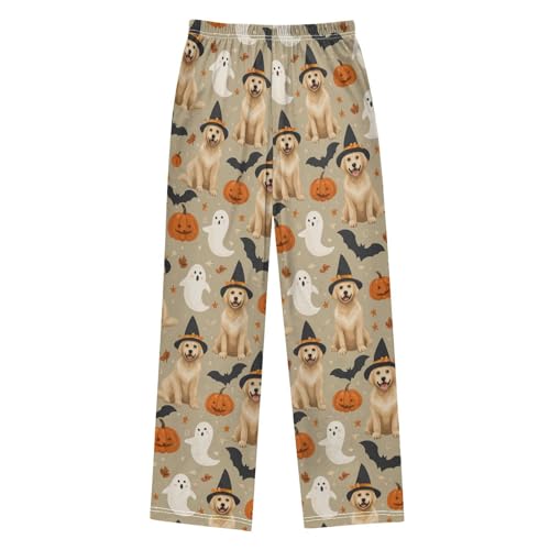 Halloween Pajama Pants Pumpkin Bat Golden Retriever Long Sleep Pants Lounge Bottoms2
