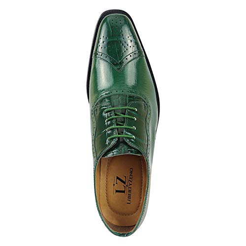 Image of LIBERTYZENO Mens Brogue & Plain Genuine Leather Animal Print Lace Up Oxford Dress Shoes for Easter Gift