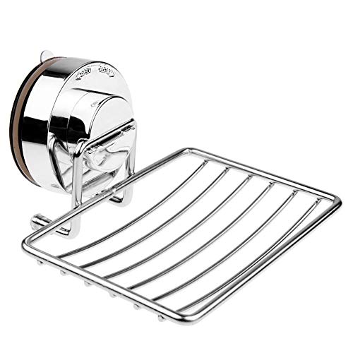 Seifenschale aus Edelstahl,Seifenhalter Seifenablage mit sehr starkem Saugnapf zu Küche Bad,Silber