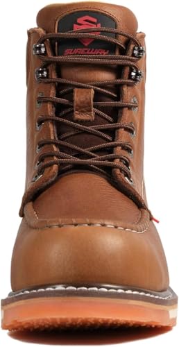 Image of SUREWAY Mens Heavy Duty Soft /Composite /Steel Toe Work Boots for Men-Comfortable,GoodyearWelt,Full Grain Leather,6 in Wedge Moc Toe Construction Boots /Shoes