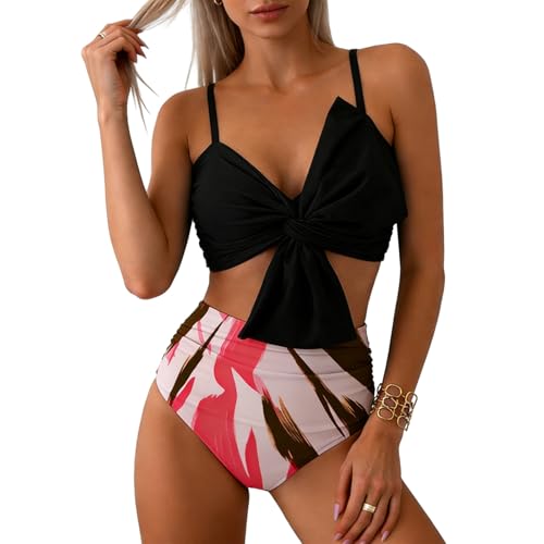 Tankini 2 pièces imprimé floral rose taille S pour femme