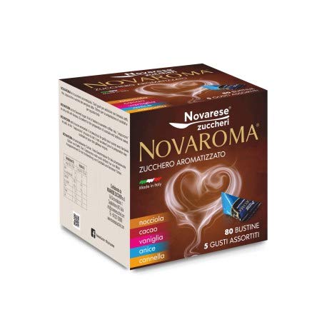 240 Buste Zucchero Aromatizzato - 5 Gusti Misti - 3 x 80 Bustine - Novarese Zuccheri