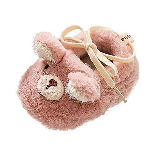 Image of Gaoqi Baby Toddler Shoes for 0~18 Months Fleece Warm Floor Shoes Fashion Printing Non Slip Breathable Nude First Walk Booties (Pink, 12-18 Months)