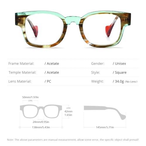 Image of HEPIDEM Multicolor Acetate Glasses Frame Women Oversize Vintage Round Eyeglasses Optical Spectacles 9271