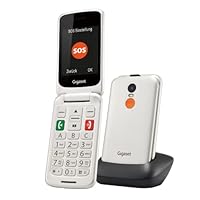 Gigaset GL590 GSM - Senioren Mobiltelefon mit SOS-Funktion - einfache Bedienung mit 2,8" Farbdisplay und sprechenden Tasten - Hörgerätkompatibel - Klapphandy ohne Vertrag, Pearl White