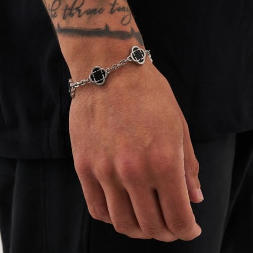 Pulsera de Oro 18K y Acero Inoxidable Negro Onyx Clover miniatura 2