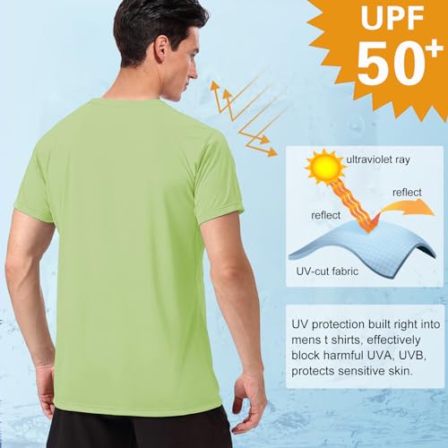 Men's Swim Shirt Rash Guard, UPF50+ UV Sun Protection Quick Dry SPF Short Sleeve Fishing Beach T-Shirts3