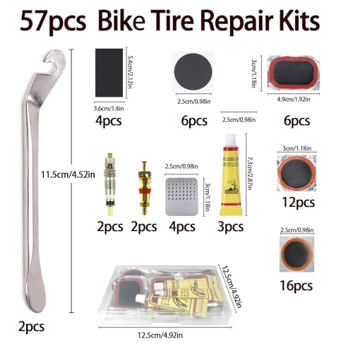 Ciomszan Bicycle Inner Tube Repair Kit - Vulcanizing & Glueless Patches with Tire Levers, Universal for Motorcycle BMX MTB Road Mountain Cycling