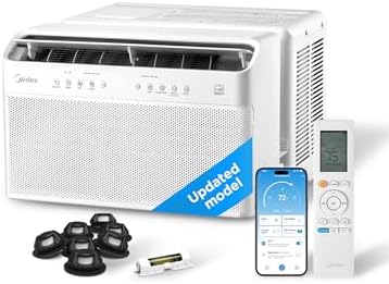 Midea 8,000 BTU U Shaped Smart Inverter Window Air Conditioner - Cools 350 Sq Ft, Ultra Quiet with Open Window Flexibility - Alexa/Google Assistant Compatible - 37% Energy Savings, Remote (Updated)