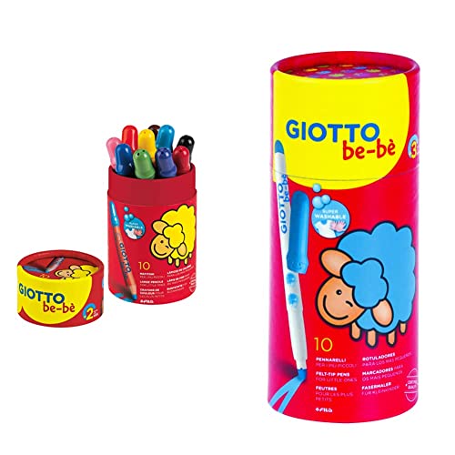 GIOTTO be-bè Pot 10 Maxi Crayons et Feutres de coloriage pour l'éveil des tout-petits