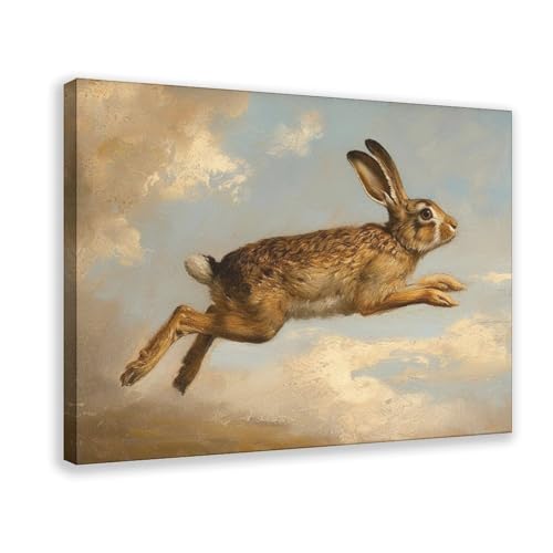 Poster sur toile Lapin pour chambre de bébé et bureau cosy 20x30 cm