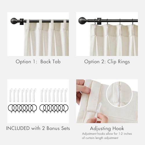 Madison Park Pinch Pleated Window Curtains, Soft Light Filtering Window Panel for Living Room Bedroom, Poly-Linen Blend Pinch Pleat Drapes with Hooks, 2 Pieces– 40”W x 90”L Emery Ivory by Madison Park - Used condition - Image 6
