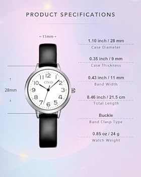 CIVO Dames Horloges Arabische Cijfers Minimalistische Elegante Analoge Polshorloge Vrouwen Waterdicht Quartz Casual Geschenken Voor Vrouwen Meisjes, 2 Zwart-Rose Goud, Standard, riem