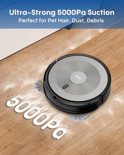 Image of Robot Vacuum and Mop Combo, 5000Pa 3-in-1 Robotic Vacuum Cleaner, Brushless Motor, Tangle-Free Design, Smart App /Alexa Control, Auto Charging & Schedule, ideal for Pet Hair, Hard Floor and Carpet
