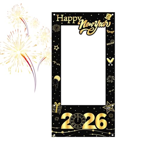 Marco para Selfies | Decoración Brillante con Purpurina - Marco Selfie 2026 - para Fiestas Nocturnas con Amigos Estudios Decoración Interior Año Nuevo