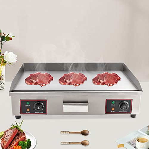 NeNchengLi Electric Flat Top Griddle Commercial Electric Countertop Griddle Food Grade Stainless Steel Electric Flat Top Grill W/Adjustable Temperature Control 122-572?For Kitchen