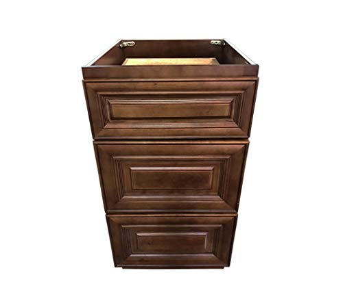 12" W X 21" D - 3 Drawers Maple Walnut Bathroom Vanity Base Cabinet Solid Wood Mw-Vdb1221 #TOP2