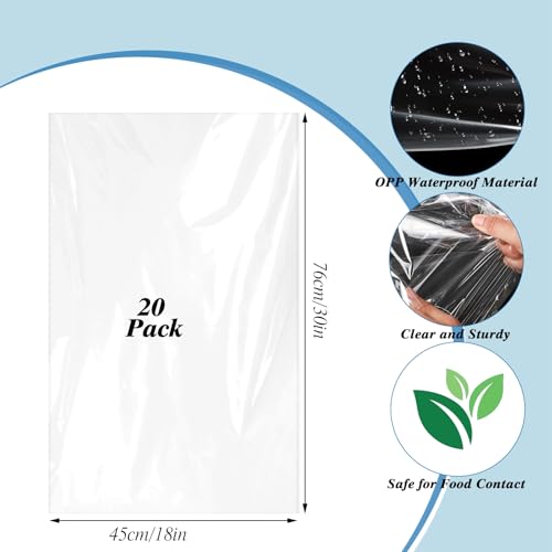 Image of woric 20PCS Clear Cellophane Bags 18x30 Inch Gift Basket Wrap | OPP Cellophane Wrap for Gift Baskets Plastic Gift Bags for Wine Bottles Wedding Birthday Party Baby Bridal Shower Candy