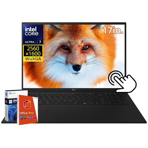 LG Gram 17 Touchscreen Laptop Copilot+ PC, 17 inch 2560x1600 Touchscreen, Intel Ultra 7 258V(Up to 4.8GHz), Wi-Fi 7, Backlit Keyboard, 32 GB LPDDR5X 8533MHz, 1 TB SSD, Win 11 Pro, Office Pro Lifetime