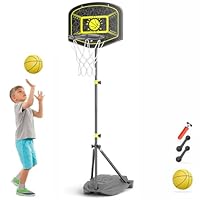 GILIKOKO Kids Basketball Hoop,Adjustable Height 3.6-6.2ft,Basketball Net Kids 3-5,4-8,Outdoor Indoor Toys Gifts for Boys or Girls at age 3 4 5 6 7 8,Steel Frame (Black)