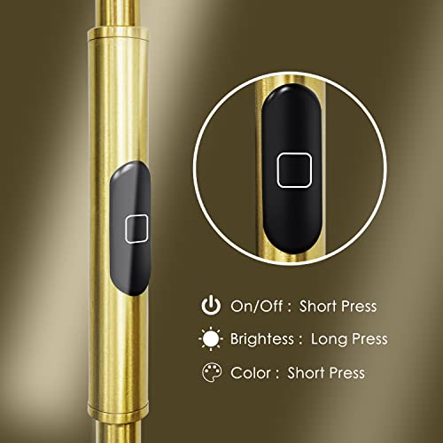 Image of JOOFO Floor Lamp,30W /2400LM Sky LED Modern Torchiere 3 Color Temperatures Super Bright Floor Lamps-Tall Standing Pole Light with Remote & Touch Control for Living Room,Bed Room,Office (Brushed Gold)