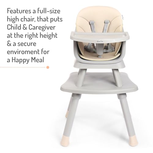 Image of Bonfino Bliss 6-in-1 Premium High Chair for Baby, Convertible Booster Seat, Study & Game Table with Removable Tray, Feeding Chairs for 6 Months to 3 Years, 5-point Safety Harness, Anti Skid Legs (Grey)