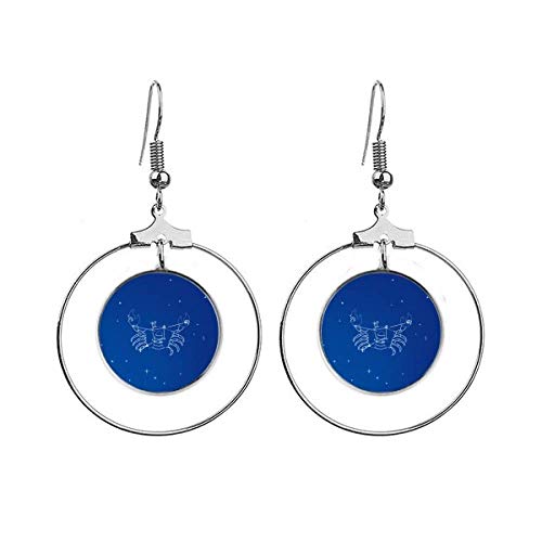 Boucles d'oreilles Cancer en argent avec pendants constellation étoilée