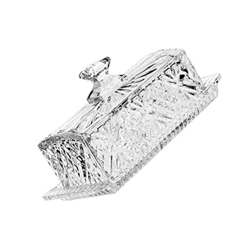 Cabilock Sauce Plate Retro Butter Dish Glass Butter Dish With Cover Crystal Covered Rectangular Butter Dish Butter Keeper Box Food Container Bread Dessert Dish Serving Dish #TOP9