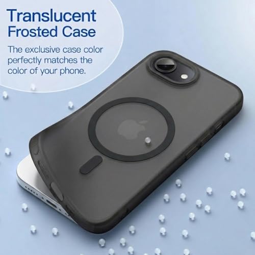 Image of DIZORO Matte Case for iPhone 17e / iPhone 16e Compatible with MagSafe, Camera Lens Full Protection, Shockproof Translucent Frosted TPU Soft Phone Cover, Anti-Fingerprint (Black)