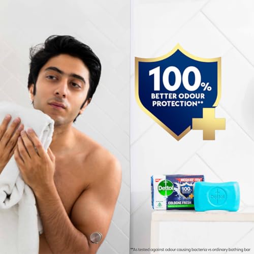 Image of Dettol Cologne Fresh Bathing Soap Bar with 12hr Freshness 150g Pack of 8, (1200gm)