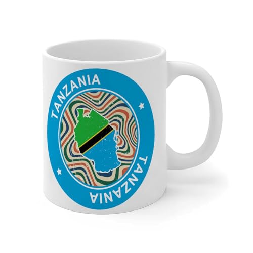 Wodevor Mug Tanzanie blanc drapeau patriotique couleur céramique tasse à thé drôle haltérophilie blanc brillant cadeau de fiançailles pour instructeur retraite 325 ml