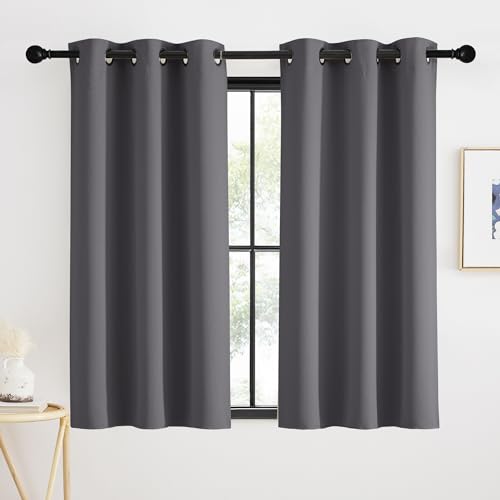 KGORGE Rideau Occultant - Rideau Thermiques Isolant UV, Lot de 2 Rideaux Opaque Draperies Intérieurs Decoration pour Porte Armoires Maison Chambre Fenetre avec Œillets, 90x120cm, Gris