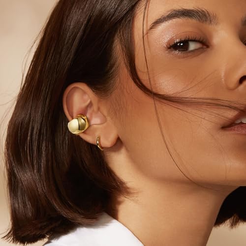 KissYan Ear Cuffs Earrings for Women, 14K Gold Plated Ear Cuff for Non-Pierced Clip On Cartilage Adjustable Open Hoop Earring Dainty Pave CZ Fashion Lightweight Jewelry Gifts2